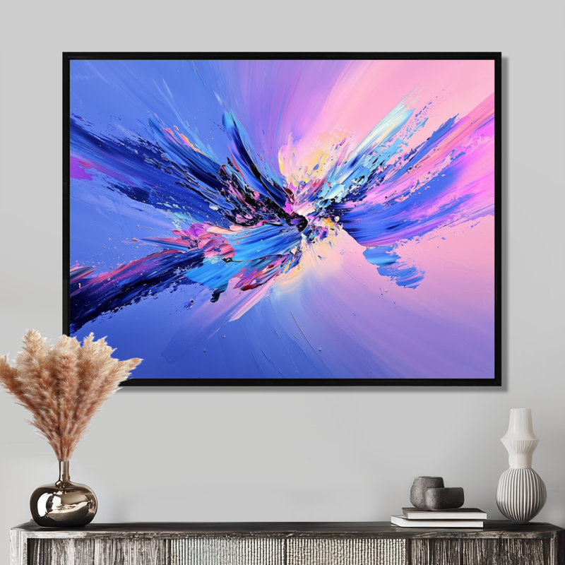 «Galactic Mauve Explosion In Space I», art mural fractal abstrait, H 12 po x l 20 po, Noir