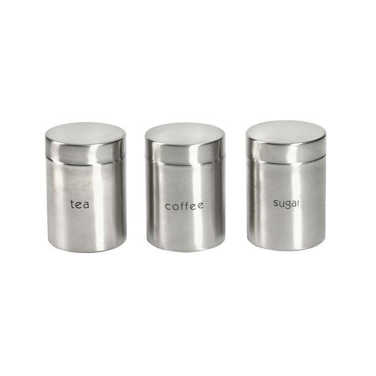 Oggi 4-Piece Stainless Steel Canister Set, Gray