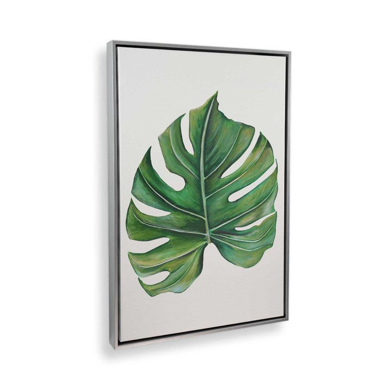 Reproduction d'art «Emerald Monstera Study» par Dollybirds, 25.25" H x 19.25" W, Toile avec cadre en chrome poli