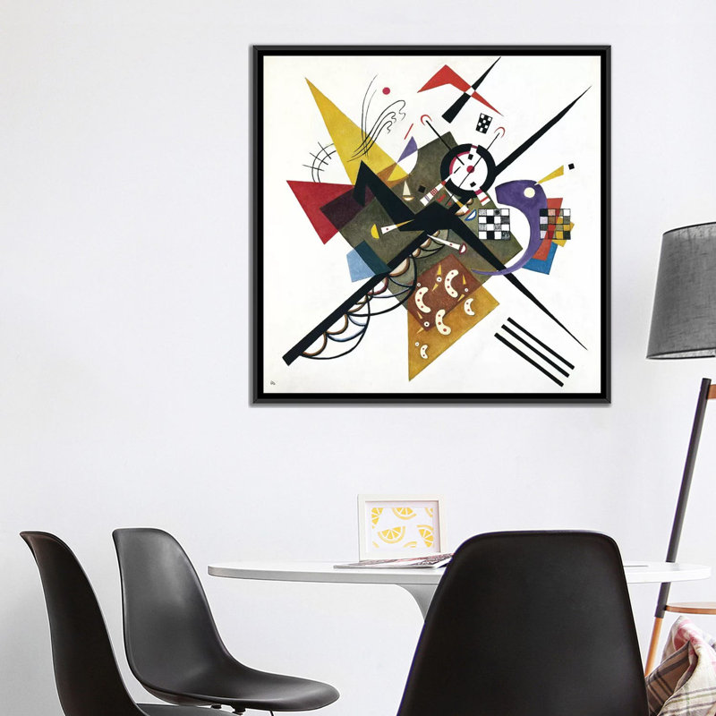 «On White II, 1923» par Wassily Kandinsky - reproduction d'art, Pas de tapis, Toile avec cadre noir