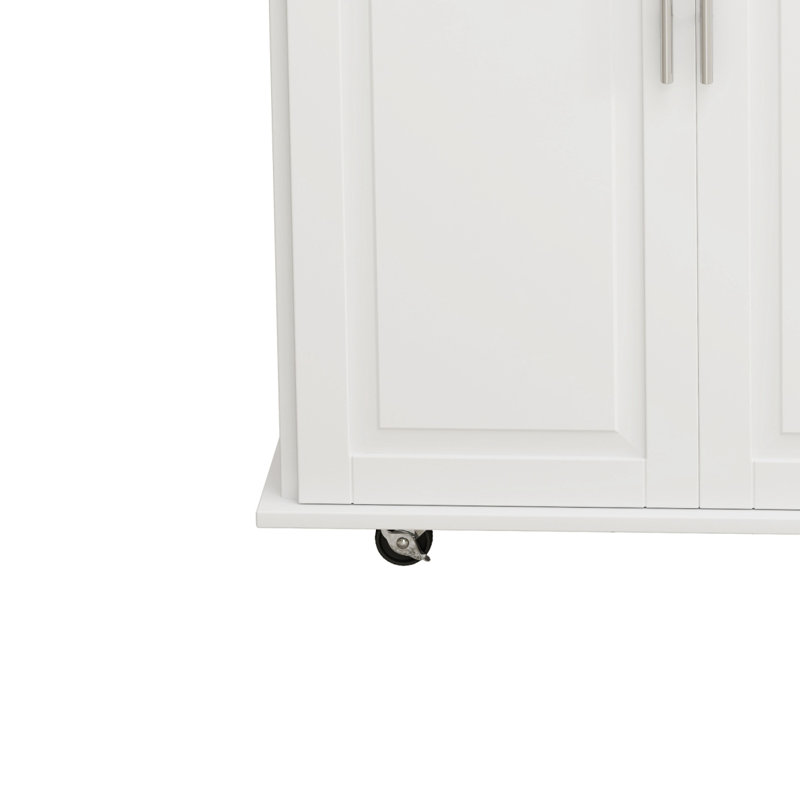 Kitchen Island Cart With 2 Door Cabinet And Three Drawers,43.31 Inch Width With Spice Rack, Towel Rack, White