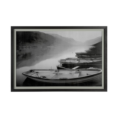 «Moored at Sunset» par Peter Adams, reproduction d'art texturée encadrée à la main