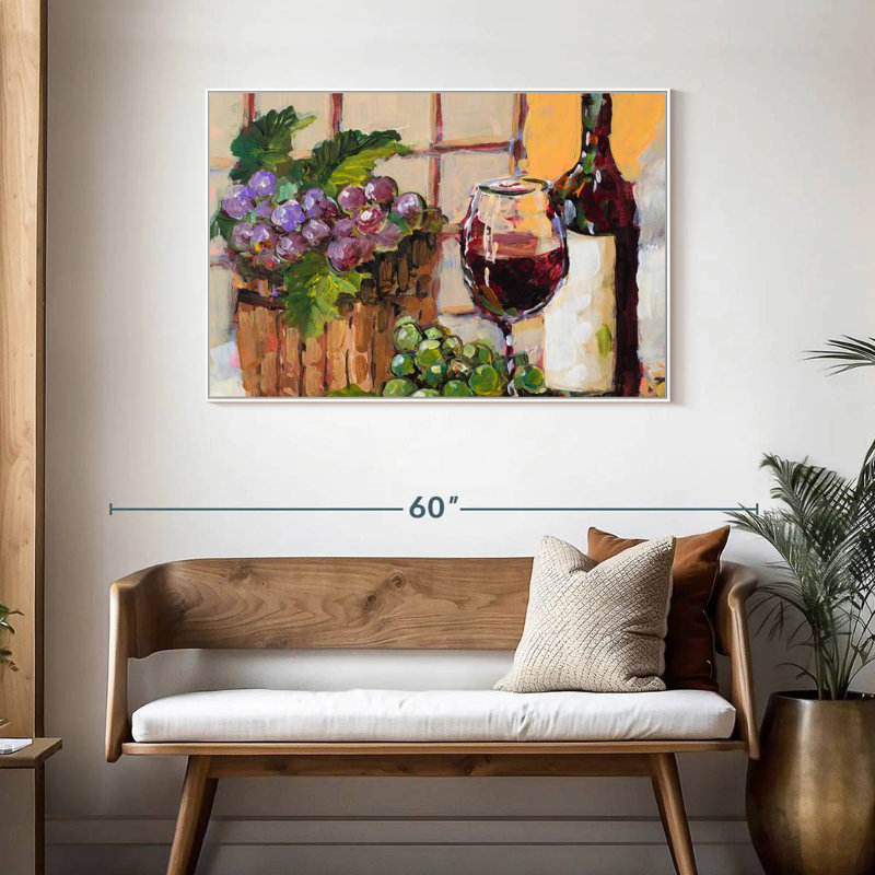 Nature morte au vin classique, Cadre flottant blanc, 43 po x 29 po