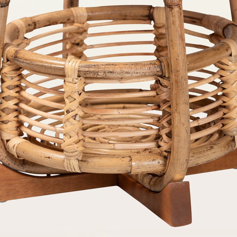 Table de bout en rotin naturel et bois d'acajou Alyssa