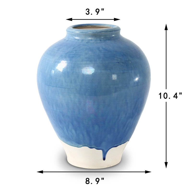 Approx. 11 Inches High Green-Blue Vase with Unfinished Base