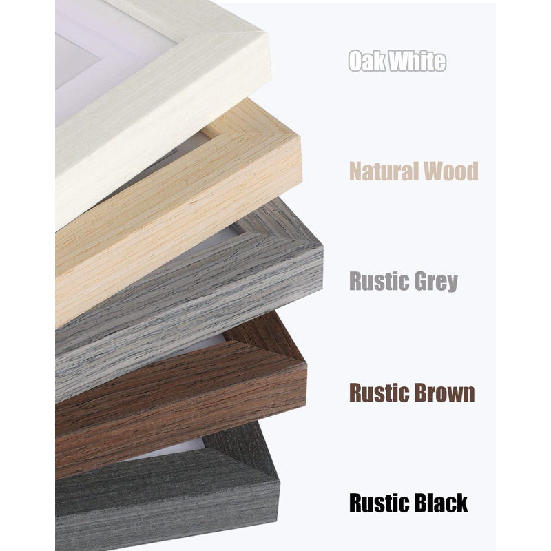 8X10 Picture Frames Made Of Solid Wood With Plexiglass, Display Pictures 4X6/5X7 With Mat Or 8X10 Without Mat Set Of 4 For Tabletop And Wall Mounting, Oak Wood