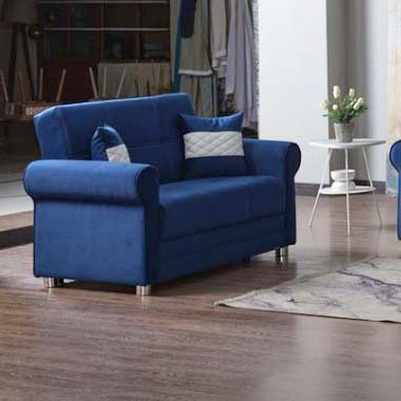 Rembourré avec rangement, lit bleu, confortable et tendance pour les petits espaces, option de rangement, dortoir convertible de qualité