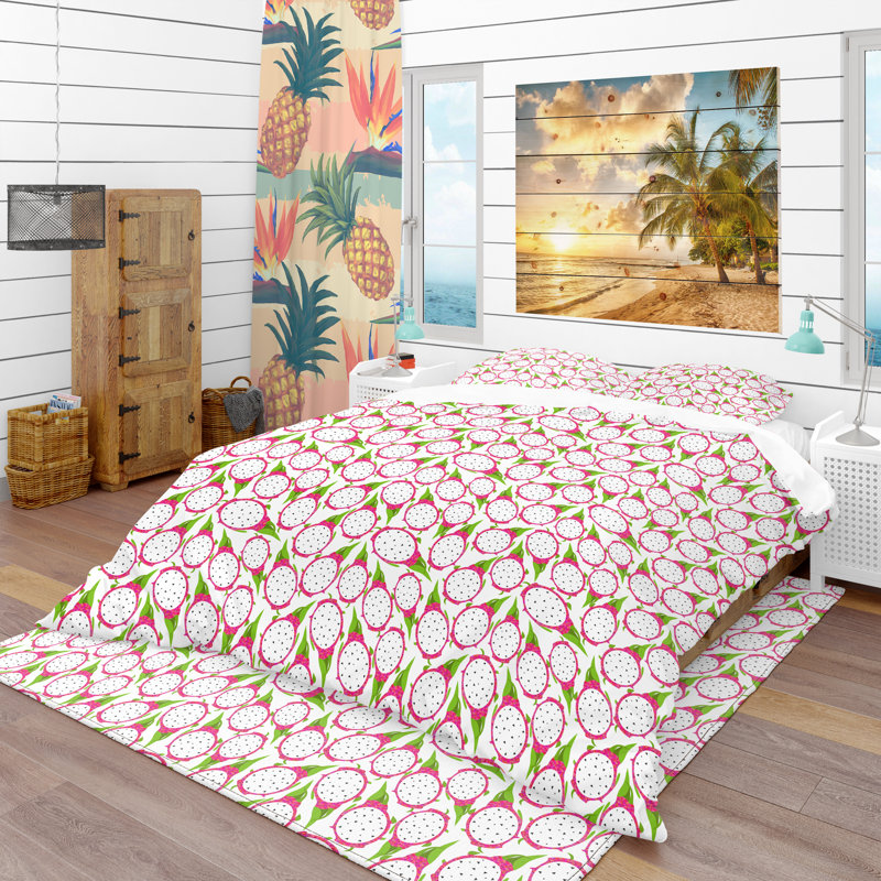 Ensemble de housse de couette tropical, Housse simple + 1 taie décorative
