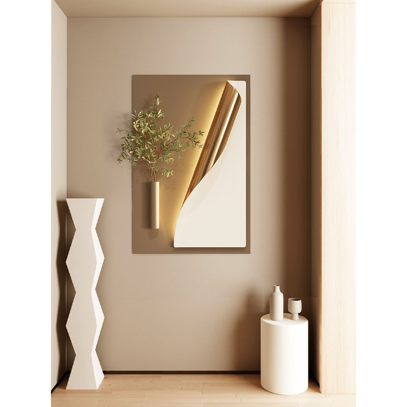 Décoration murale de plantes crémeuses en pot hydroponique vert, H 30,31 po x l 19,69 po x P 1,57 po