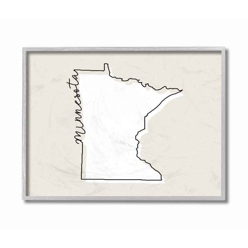«Minnesota Home State Map Neutral Design», impression sur toile, H 16 po x l 20 po, Estampe numérique Farmhouse
