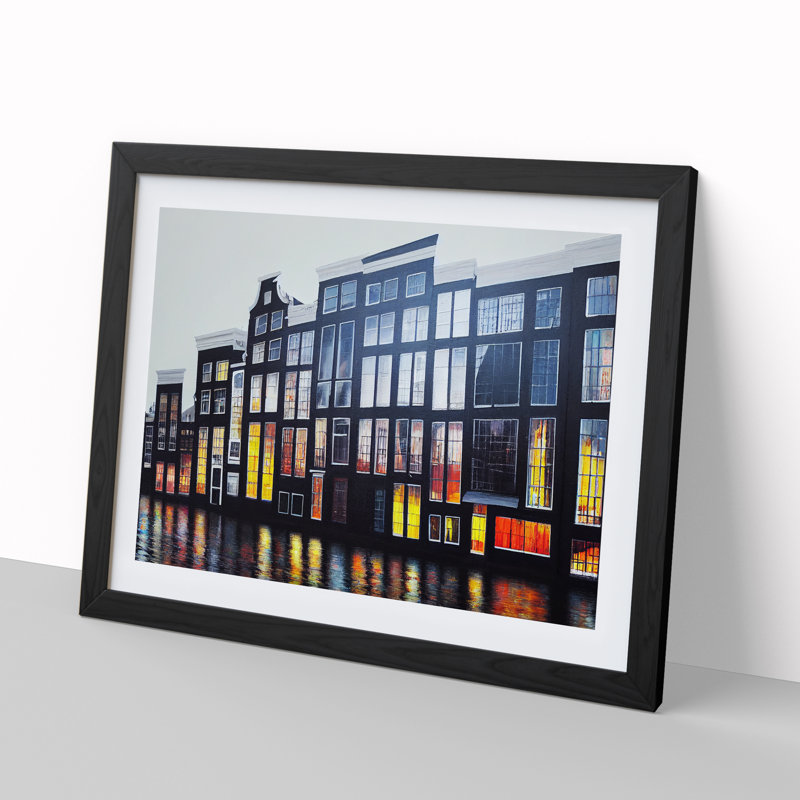 Amsterdam Architecture - Single Picture Frame Print, 46cm H x 64cm W x 2cm D, Black Framed