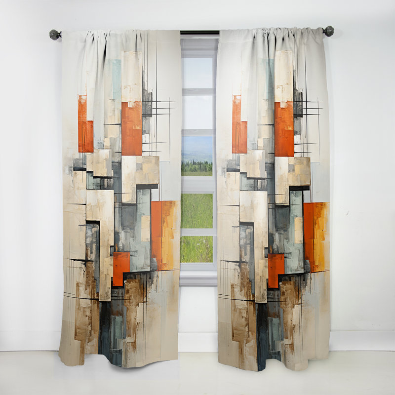 Verini Constructivism Construit Horizons VI - Rideau Constructivism - Velours obscurcissant - 1 panneau, L 52 po x L 108 po