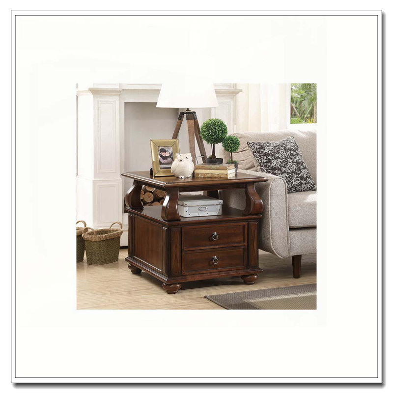 Walnut 2-Drawer End Table