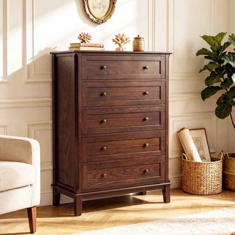 Commode en bois massif 56 po H 56 po, Noyer