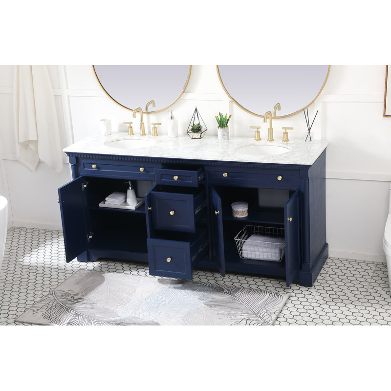 Ensemble de meuble-lavabo double 72 po, Bleu