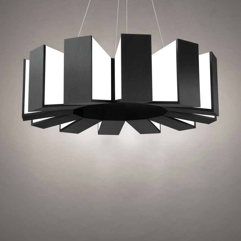 Chronos 12 - Light Unique / Statement Drum LED Chandelier, Black, 10" H X 34" W X 34" D , 12 Lights