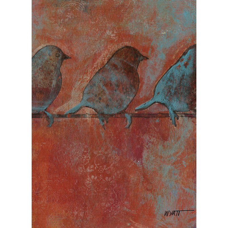 Row Of Sparrows II by Norman Wyatt Jr. - Wrapped Canvas Painting, 30cm H x 30cm W x 3.8cm D