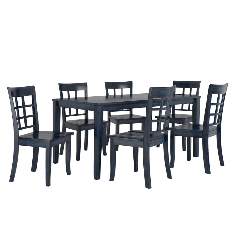 Alexa-Mae 6 - Person Solid Wood Top Four Leg Dining Set, Antique Dark Denim