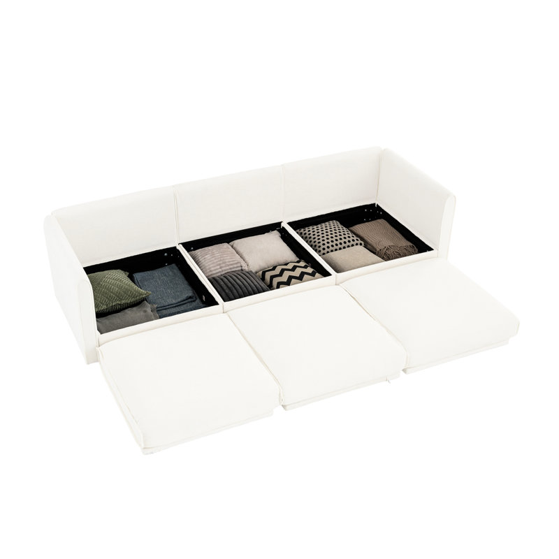 Chenille modulaire avec rangement efficace et polyvalence pour plus de confort, Blanc