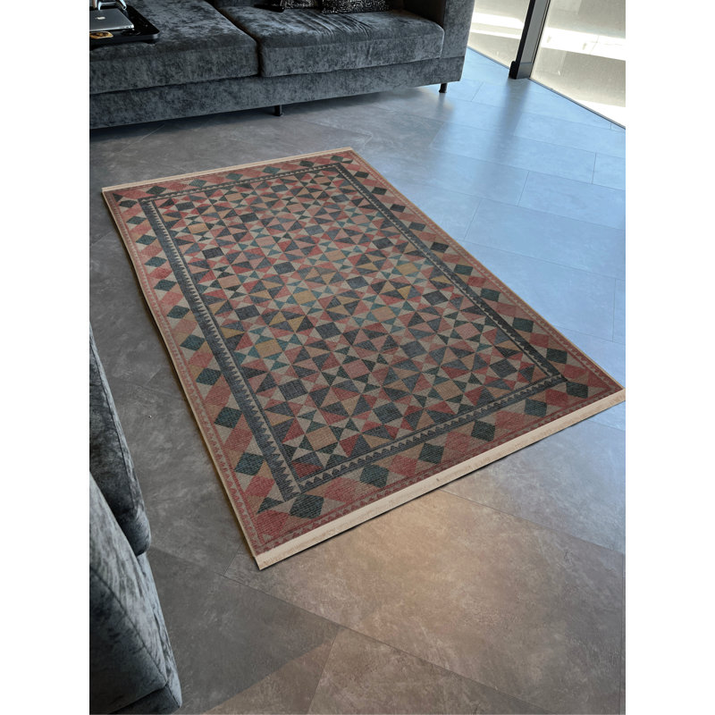 Multi-Colored Mixed Geometric Patterned Creative Vintage Decorative Rug, Runner 3'9.81" x 9'10.11"