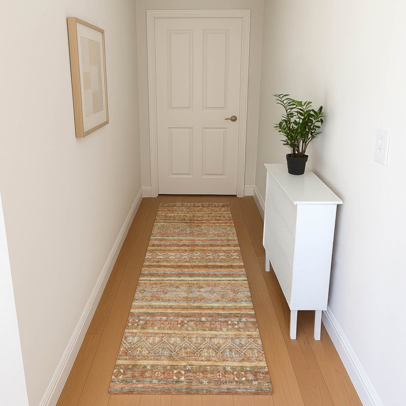 Premium Machine Washable Lampkins AMF1644 Stripes Rug, Runner 2'3" x 7'6"