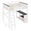 Queen Size Loft Bed With Built-In Desk, Open Shelves