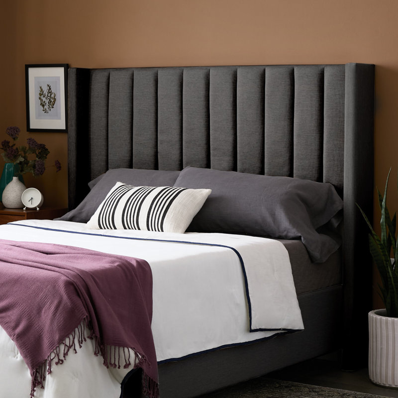 Upholstered Headboard, Full, Dark Gray