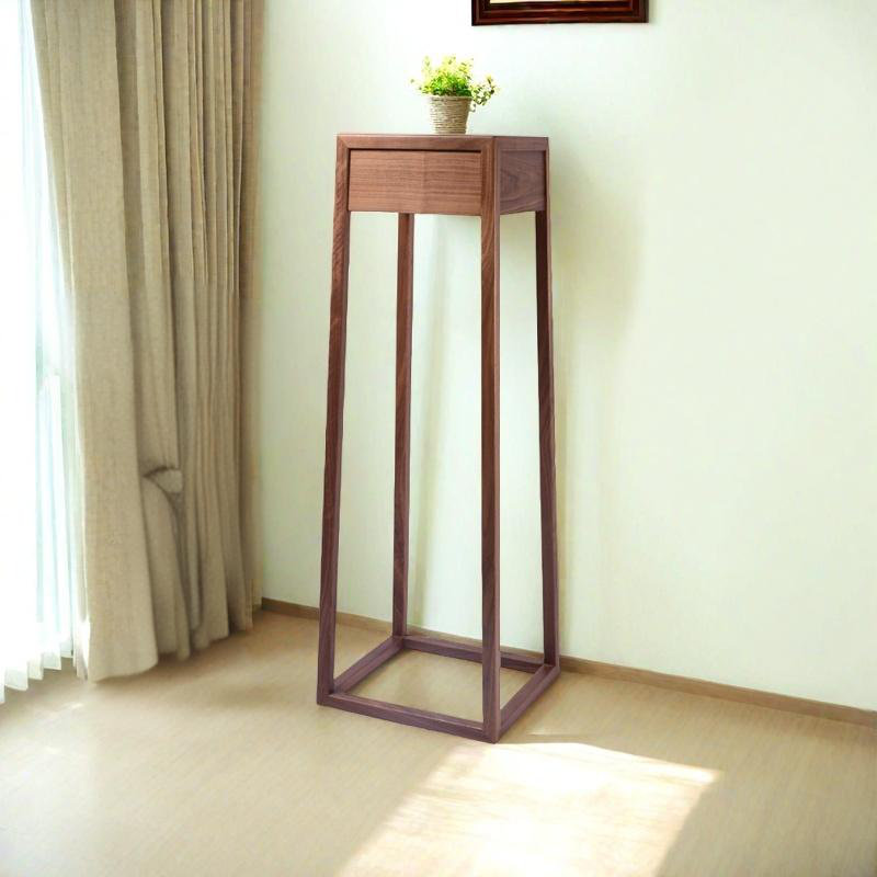 Solid Wood Plant Stand with Drawer: Simple