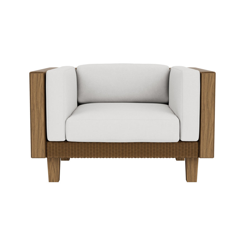 Catalina Outdoor Teak Lounge Chair, Berkely Hall Green, Denim Blue