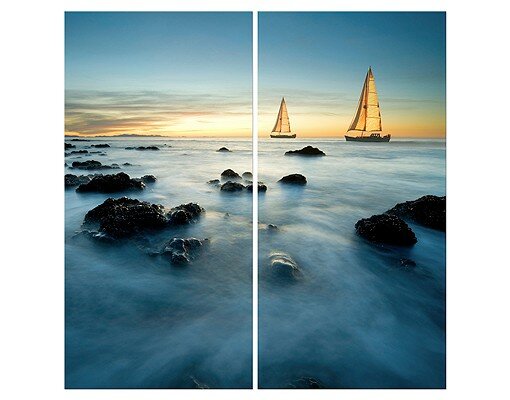 2-tlg. Leinwandbilder-Set Segelboote auf dem Meer