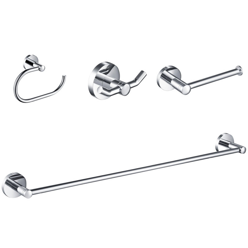 Ensemble de quincaillerie de salle de bain 4 pièces Elie, Chrome