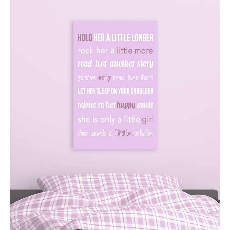 Art textuel "holding a little plus" purple, H 15 po x l 10 po, Plaque