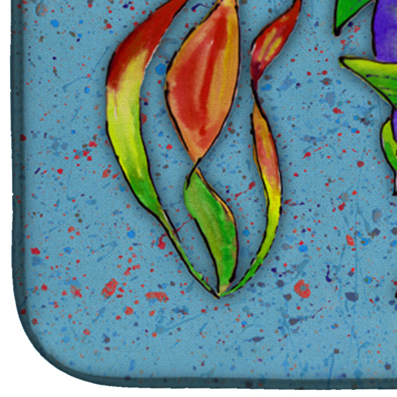 Tapis de mer tropical sur un tapis de séchage, Bleu