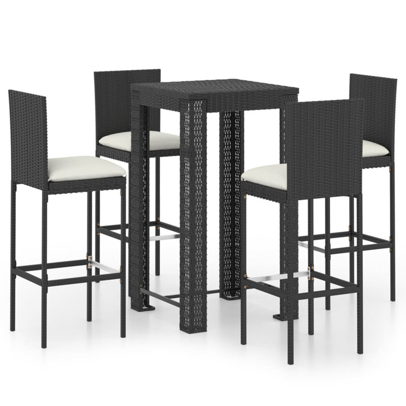 Ofrath Square 4 - Person Bar Height Dining Set with Cushions, Black Frame/Cream Cushion
