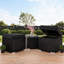 Tabourets noirs en osier avec coussins amovibles pour table d'appoint avec rangement-130385581-130385584