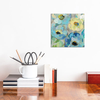 Fresh Teal Flowers II by Silvia Vassileva - Wrapped Canvas Painting
