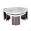 Ensemble de tables triangulaires 3 pièces de style contemporain 1 table basse gigogne 2 x table de bout en marbre-131180740