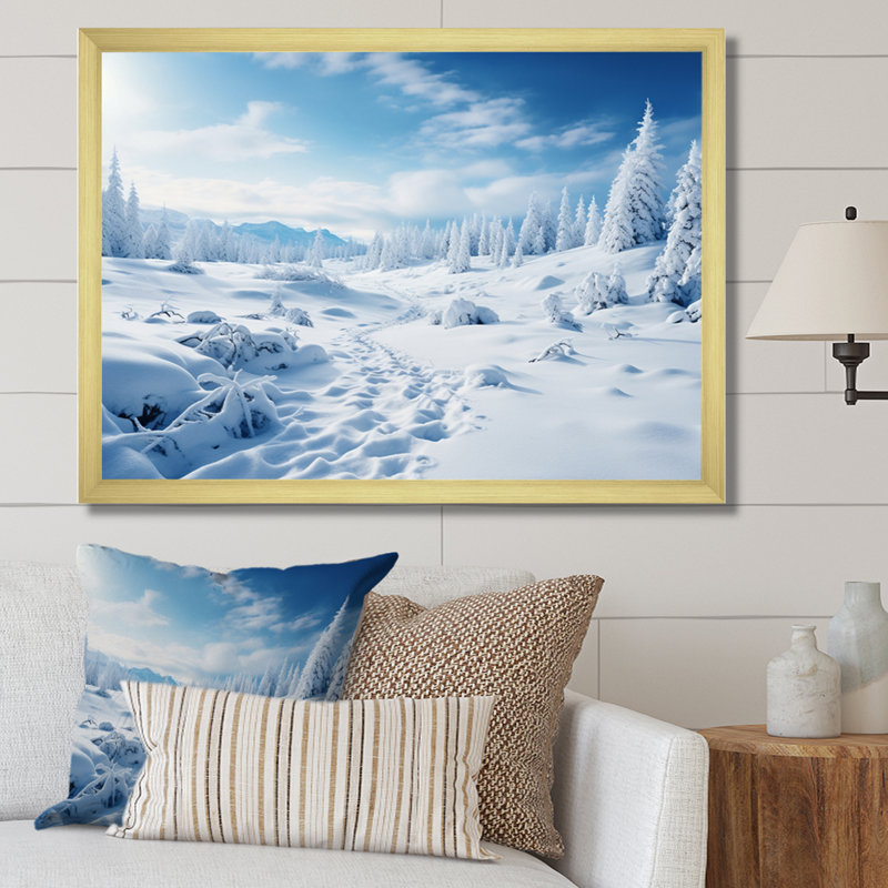 «Winter Snow Wonderland» sur toile, H 34 po x l 44 po x P 1,5 po, Cadre doré à une seule photo