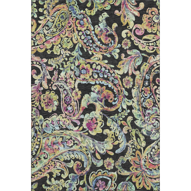 Premium Machine Washable Prisco Black Rug