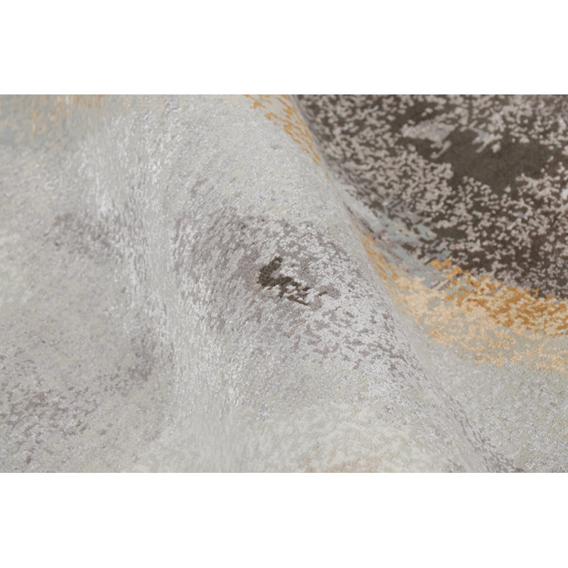 Rug & Kilim’S Oversized Abstract Rug In Blue, Gray And Gold Tones