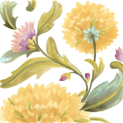Abbey Floral Tiles III by June Erica Vess - Wrapped Canvas Painting