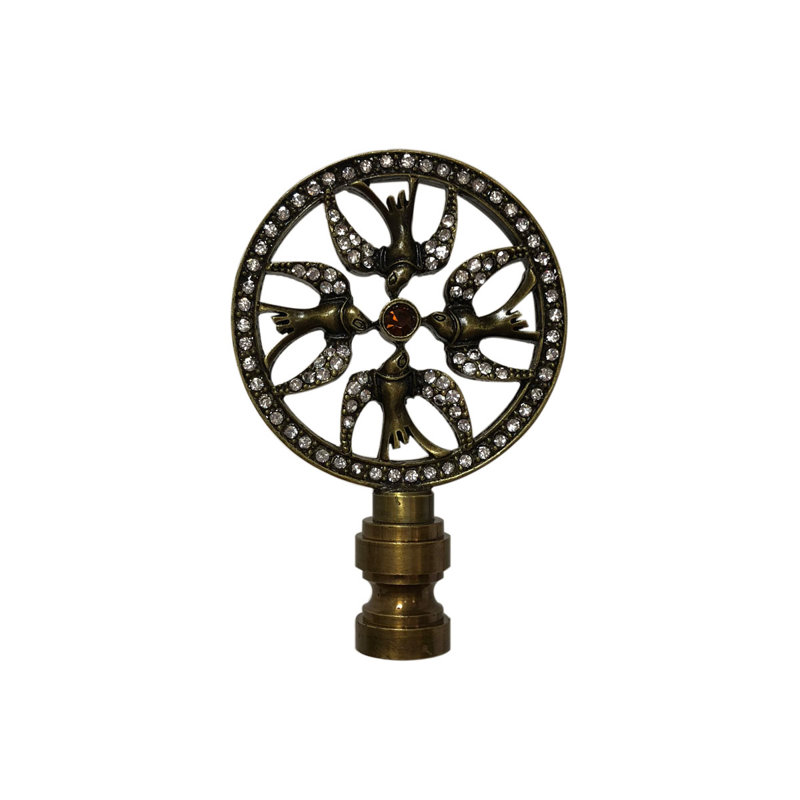 Faîteau lampe filigree oiseau, Laiton antique