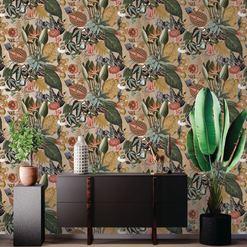 Rouleau de papier peint L 33 pi x l 21 po Jayla a Tropical Soiree, Or