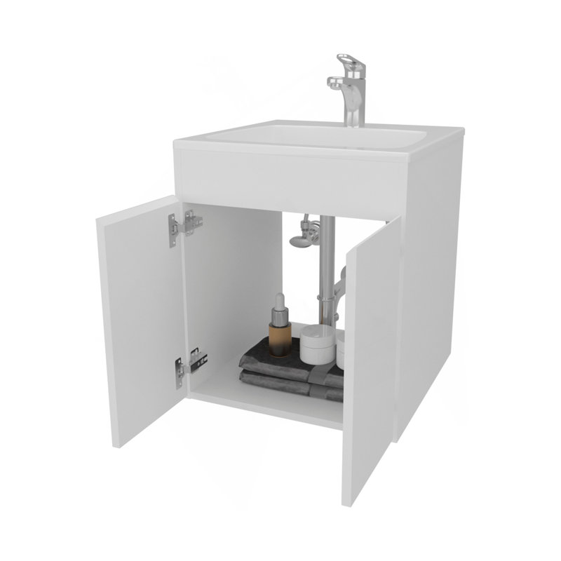 Meuble-lavabo avec deux portes Shoshoni, blanc, Blanc