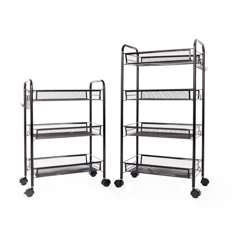 Chariot utilitaire roulant 4 couches, H 33,46 po x l 10,24 po x P 17,32 po, Noir