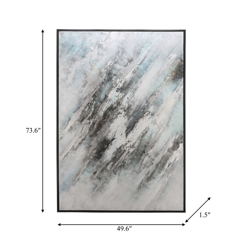 Abstract Canvas, Gray On Black Frame, Rectangle
