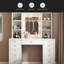 Bureau de meuble-lavabo avec miroir lumineux à DEL, meuble-lavabo avec 11 tiroirs, 3 modes d'éclairage couleur réglables en luminosité, câblage caché, coiffeuse pour chambre à coucher, blanc