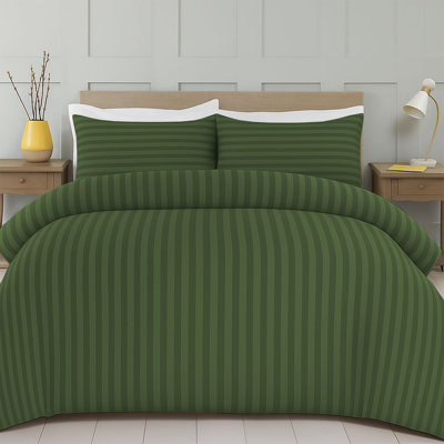 Striped Microfiber Duvet Cover Set, 4-Piece With Fitted Sheet & Pillowcases 