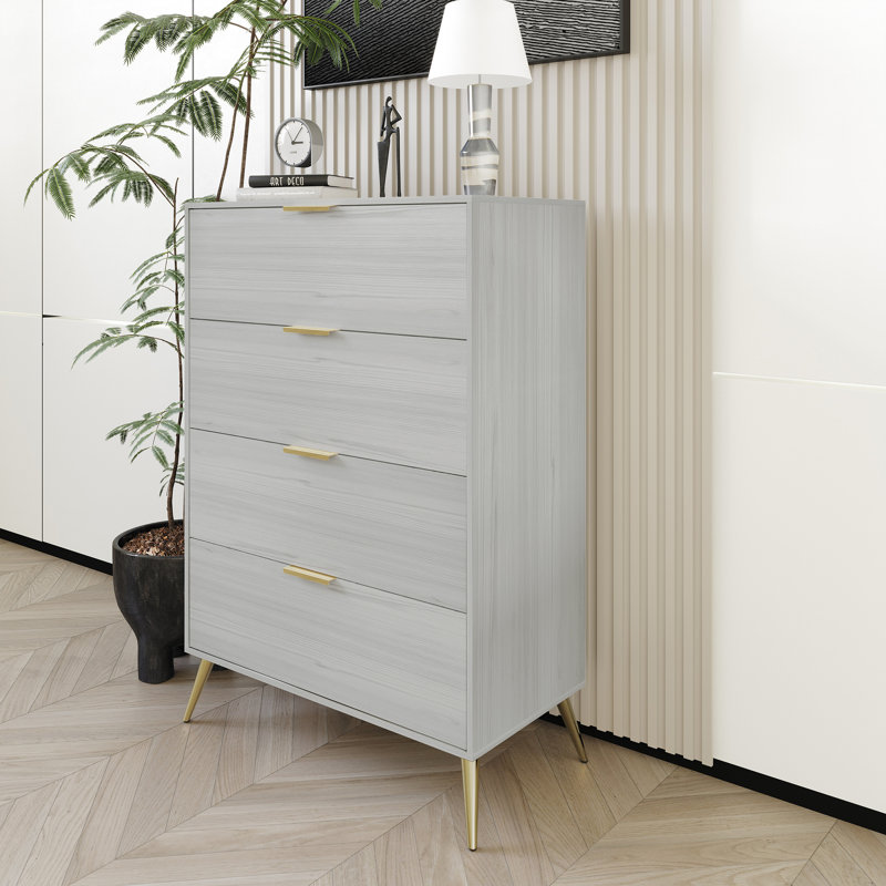 Commode l 4 tiroirs Rafiat, Gris clair