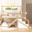 Lit superposé simple au-dessus de simple avec glissade, bois massif, mobilier de chambre d'enfant moderne